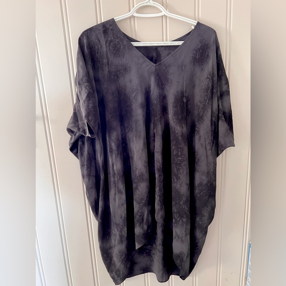 Eileen Fisher Tops - Eileen Fisher Silky Flowy Top Tye Dye Black Grey